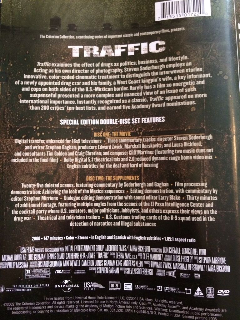 Traffic DVD movie collectible [Barcode 715515017220] - Main Image 2