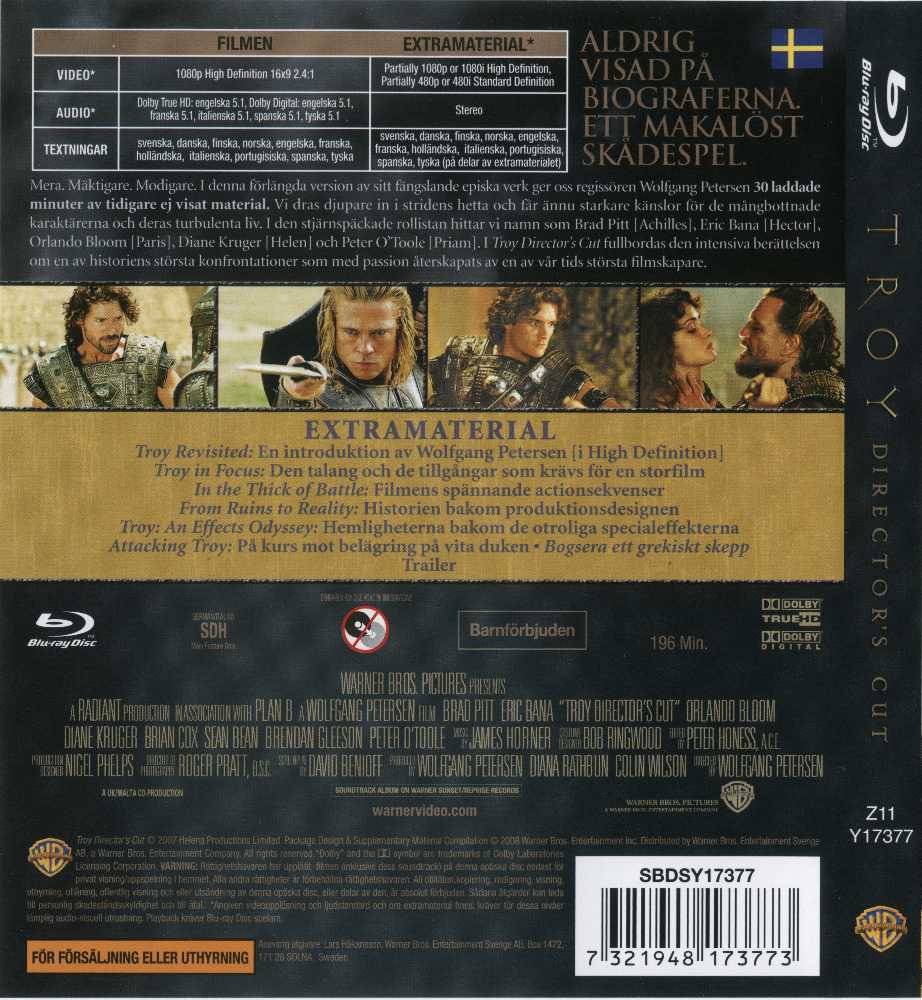 Troy Blu-ray movie collectible [Barcode 7321948173773] - Main Image 3