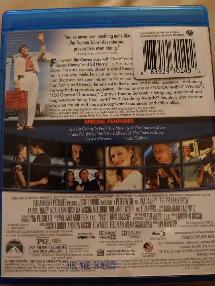 The Truman Show Blu-ray movie collectible [Barcode 883929301492] - Main Image 2