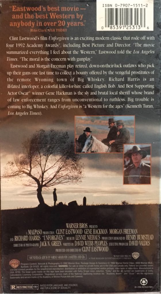 Unforgiven VHS movie collectible [Barcode 085391253136] - Main Image 2