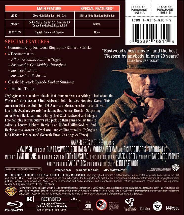 Unforgiven Blu-ray movie collectible [Barcode 7321942108115] - Main Image 2