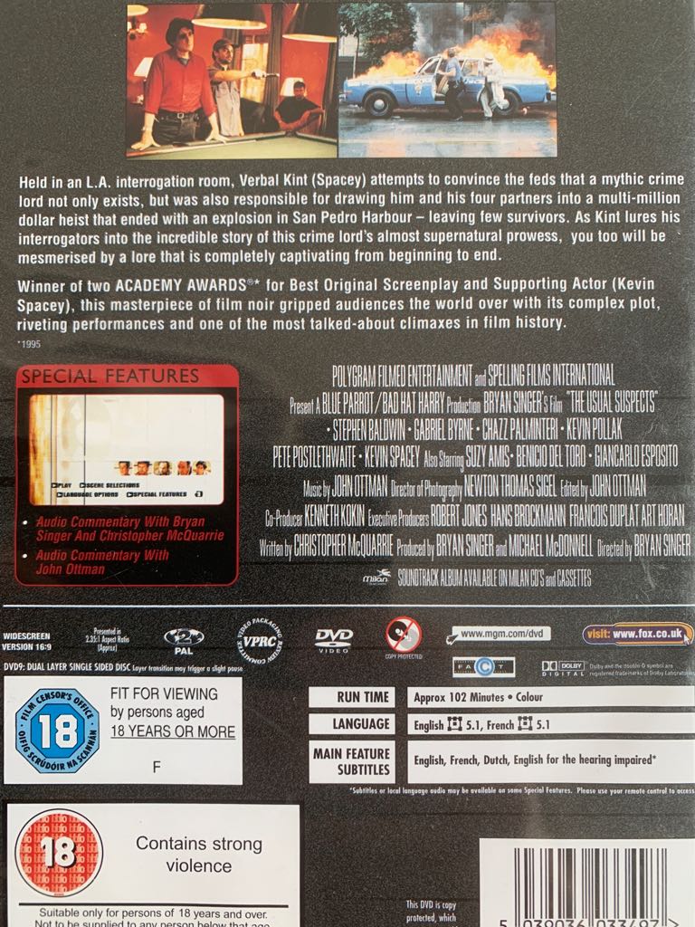 The Usual Suspects DVD movie collectible [Barcode 5039036033497] - Main Image 2