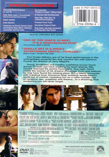 Vanilla Sky DVD-R movie collectible - Main Image 2