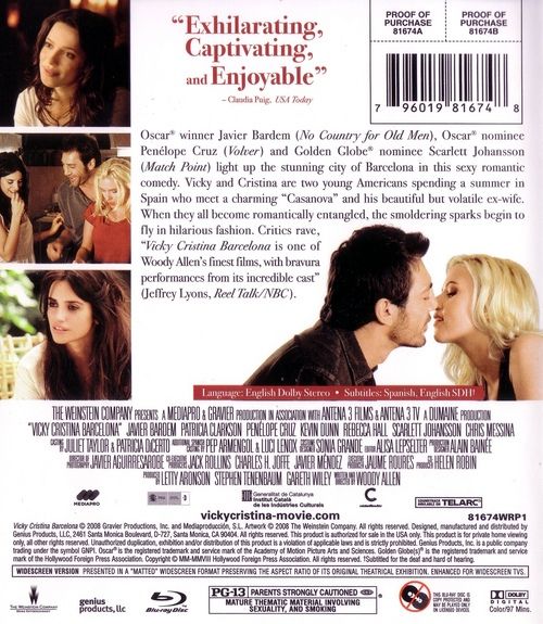 Vicky Cristina Barcelona Blu-ray movie collectible [Barcode 796019817615] - Main Image 2
