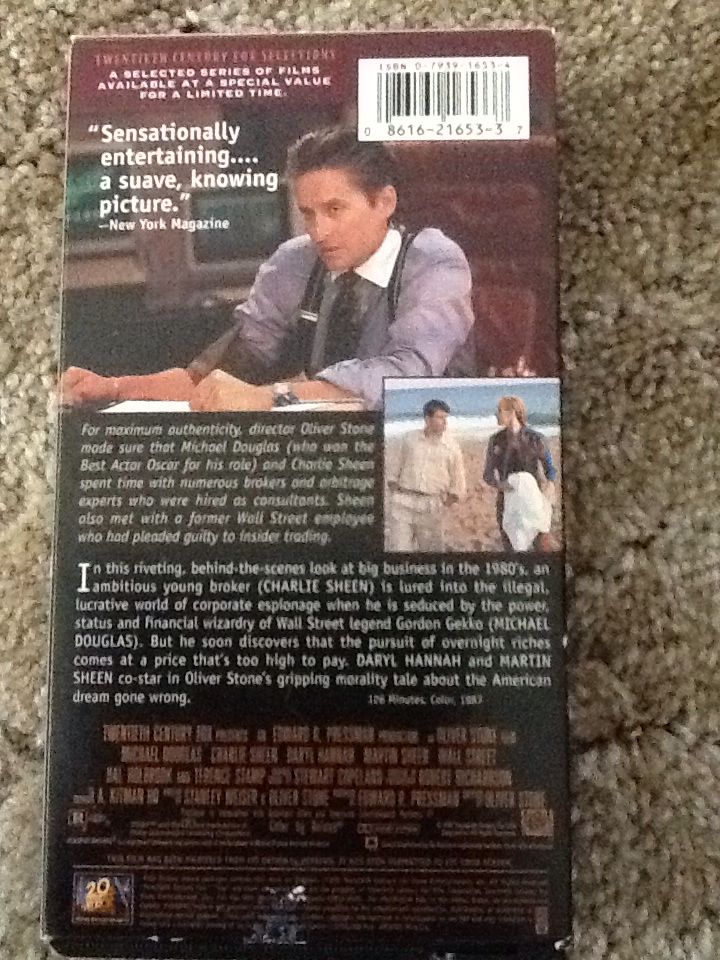 Wall Street VHS movie collectible [Barcode 086162165337] - Main Image 2