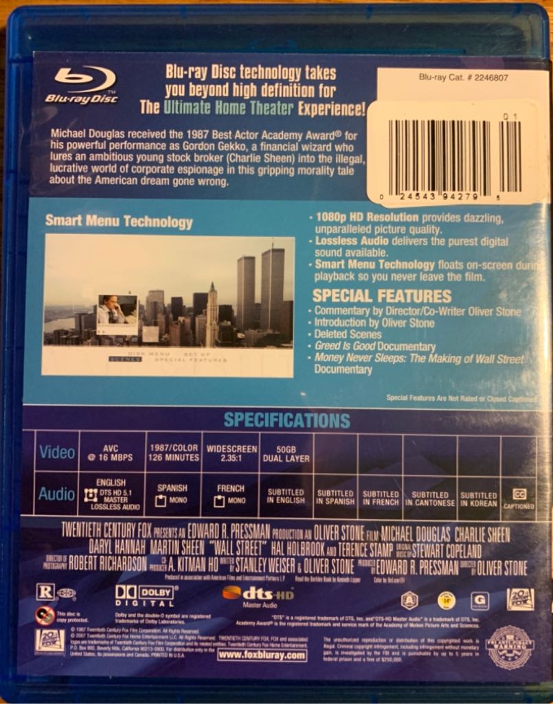 Wall Street - Poder E Cobiça  DVD movie collectible [Barcode 7896012248270] - Main Image 2