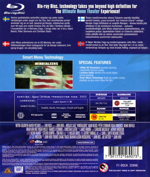 Windtalkers Blu-ray movie collectible [Barcode 7391772569073] - Main Image 2