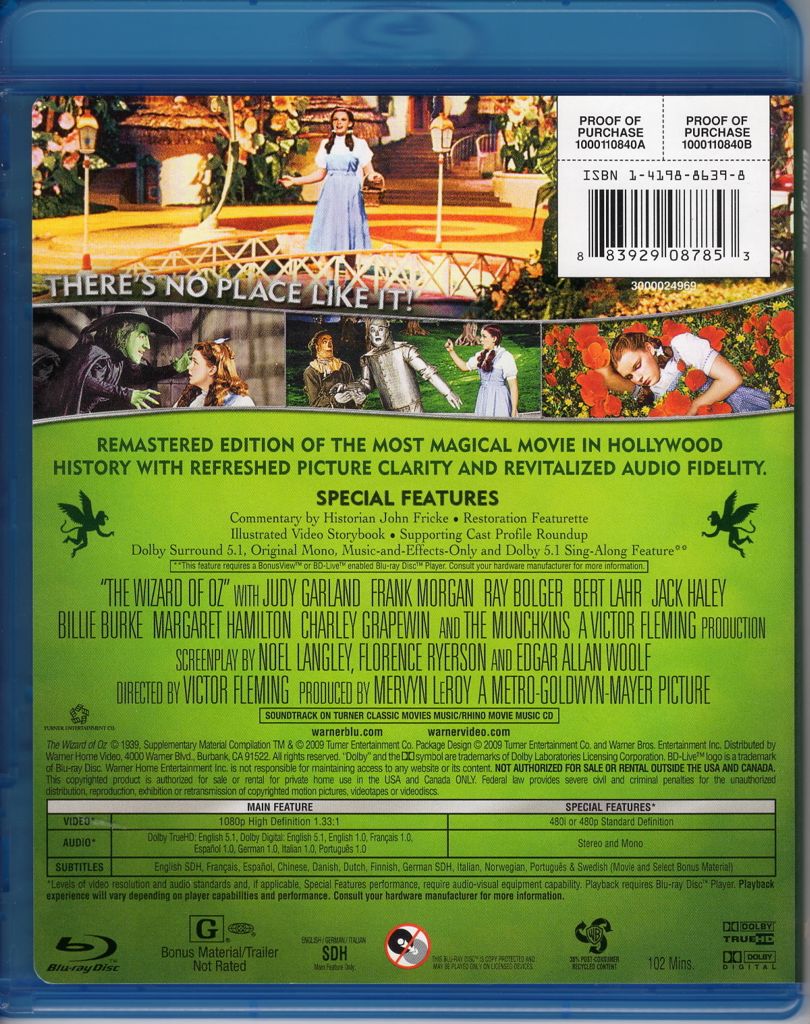 The Wizard of Oz (Blu Ray) Blu-ray movie collectible [Barcode 5051895042748] - Main Image 2