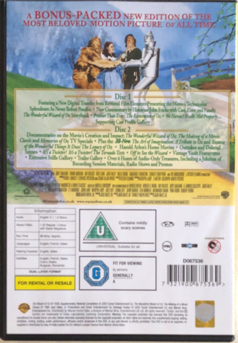 mm 11 - The Wizard Of Oz DVD movie collectible [Barcode 7321900675369] - Main Image 4
