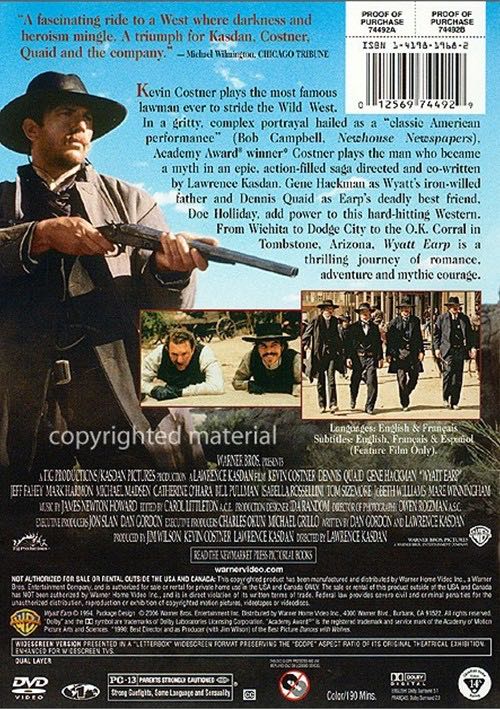Kevin Costner Wyatt Earp DVD movie collectible [Barcode 0012569744929] - Main Image 2