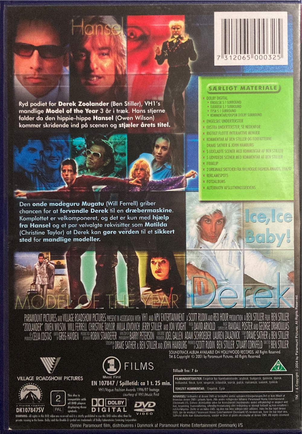 Zoolander DVD movie collectible [Barcode 7312065000325] - Main Image 2