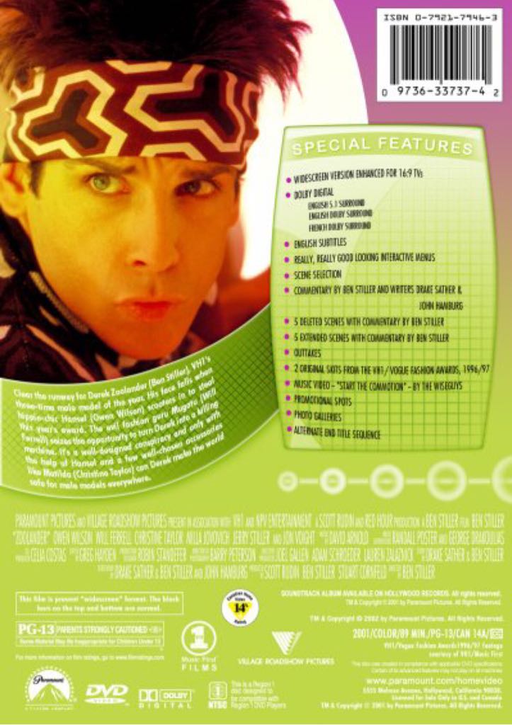 Zoolander DVD movie collectible [Barcode 9398710332094] - Main Image 2