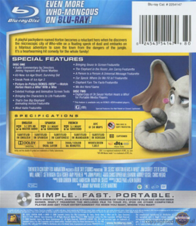 Horton Hears a Who! Blu-ray movie collectible [Barcode 024543541479] - Main Image 2