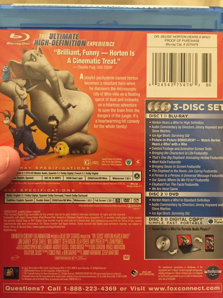 Horton Hears a Who! Blu-ray movie collectible [Barcode 024543754763] - Main Image 2