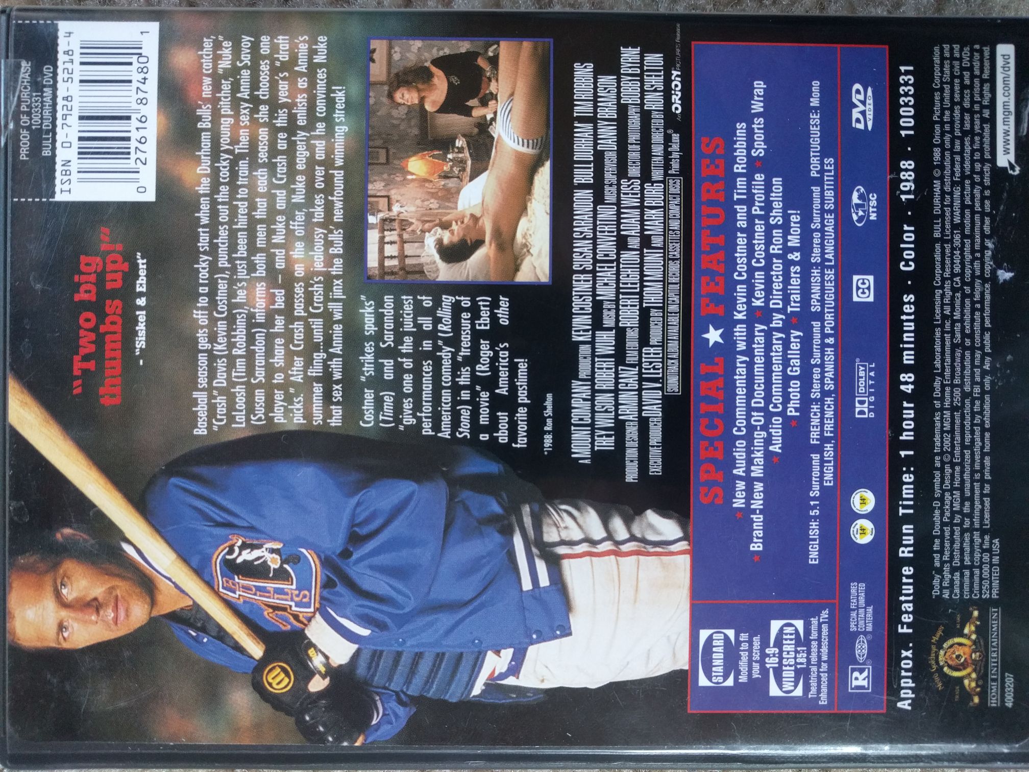 Bull Durham DVD movie collectible [Barcode 4077680874807] - Main Image 2