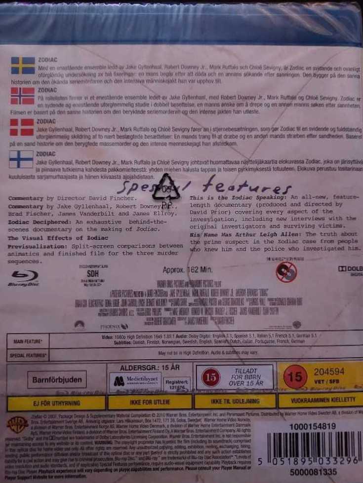 Zodiac Blu-ray movie collectible [Barcode 5051895033296] - Main Image 2