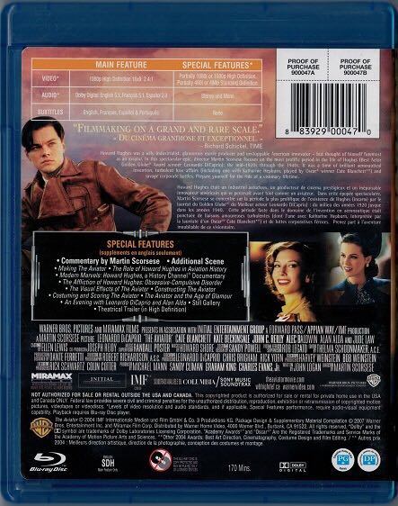 The Aviator Blu-ray movie collectible [Barcode 883929000470] - Main Image 2