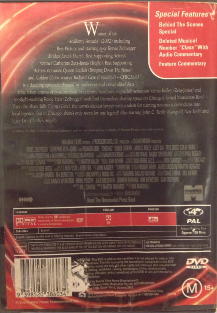Musical / Chicago DVD movie collectible [Barcode 9398520386034] - Main Image 2