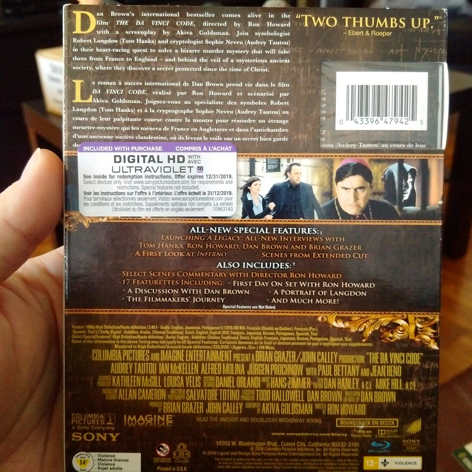 The Da Vinci Code Blu-ray movie collectible [Barcode 043396479425] - Main Image 2
