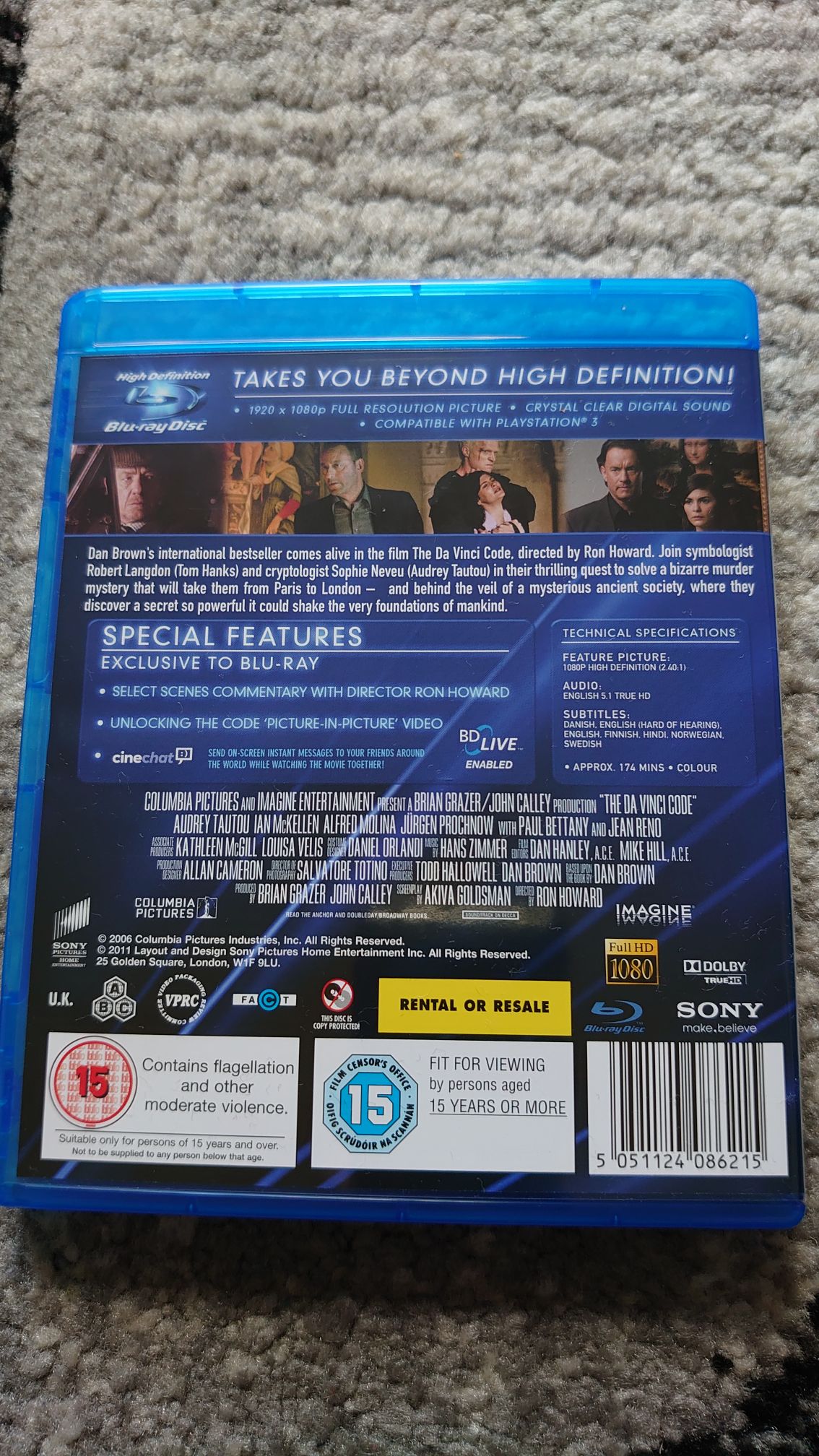 The Da Vinci Code Blu-ray movie collectible [Barcode 5051124086215] - Main Image 2