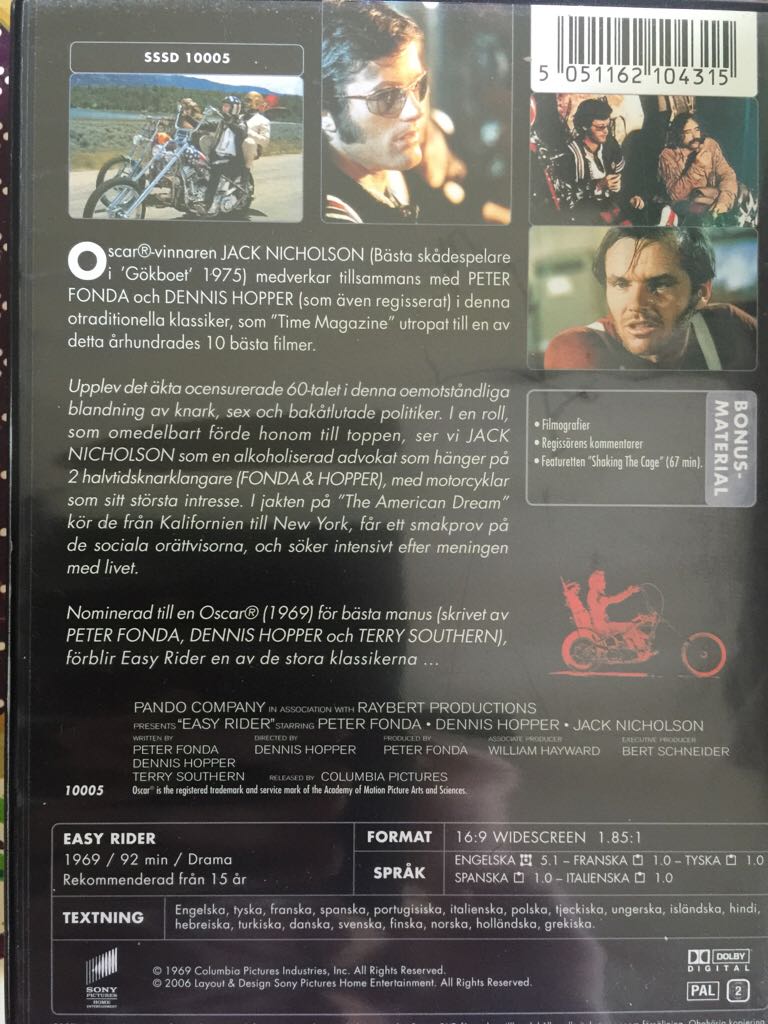 Easy Rider DVD movie collectible [Barcode 5051162104315] - Main Image 2