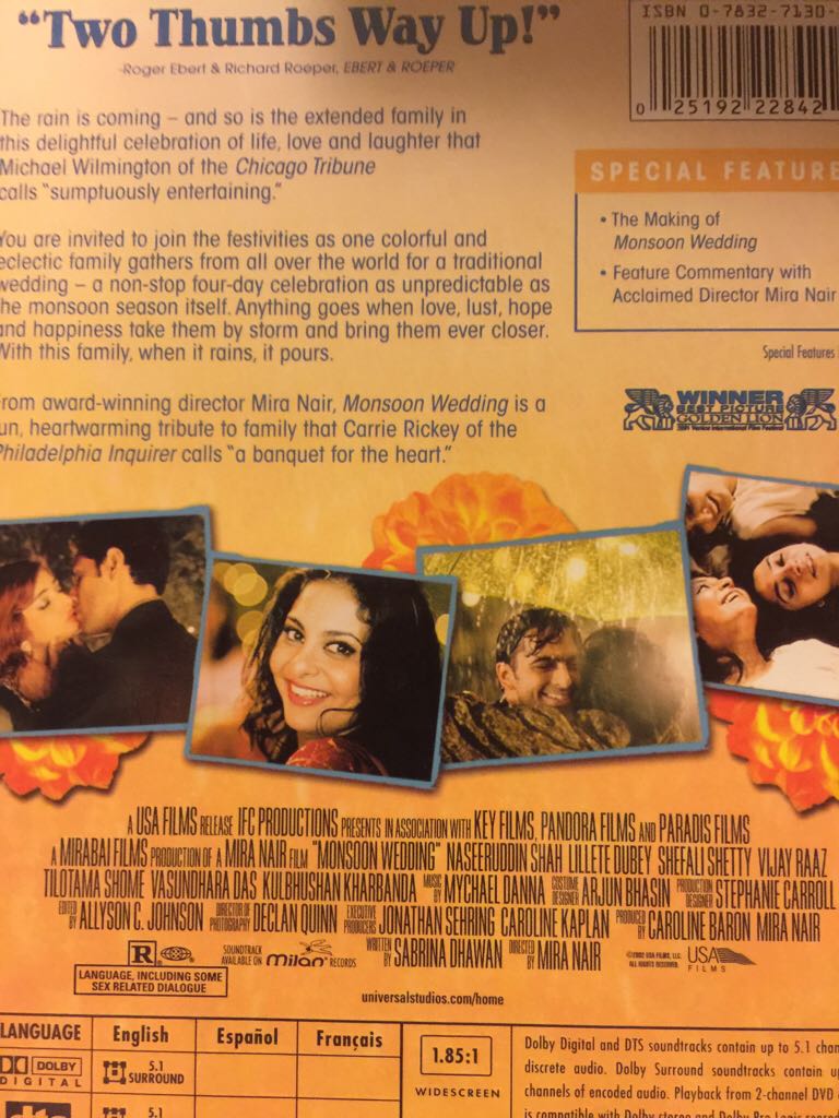 Monsoon Wedding DVD movie collectible [Barcode 025192228421] - Main Image 2