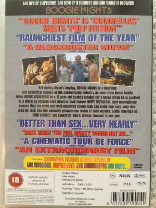 Boogie Nights DVD movie collectible [Barcode 5017239190049] - Main Image 2