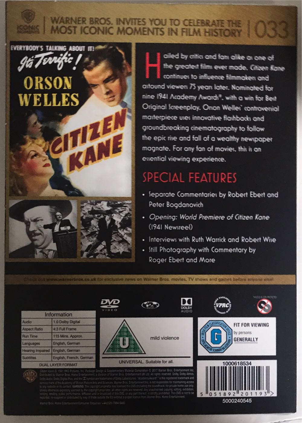 Citizen Kane DVD movie collectible [Barcode 5051892201193] - Main Image 4