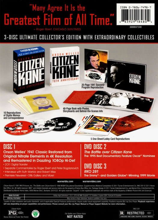 Citizen Kane: 70th Anniversary Blu-ray movie collectible [Barcode 883929184804] - Main Image 2