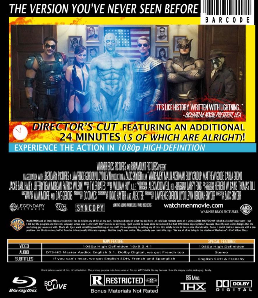 Watchmen Blu-ray movie collectible [Barcode 0883929058051] - Main Image 2