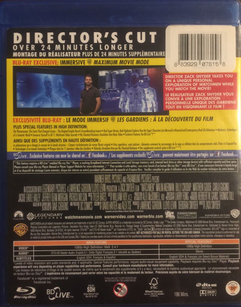 Watchmen Blu-ray movie collectible [Barcode 883929078158] - Main Image 2