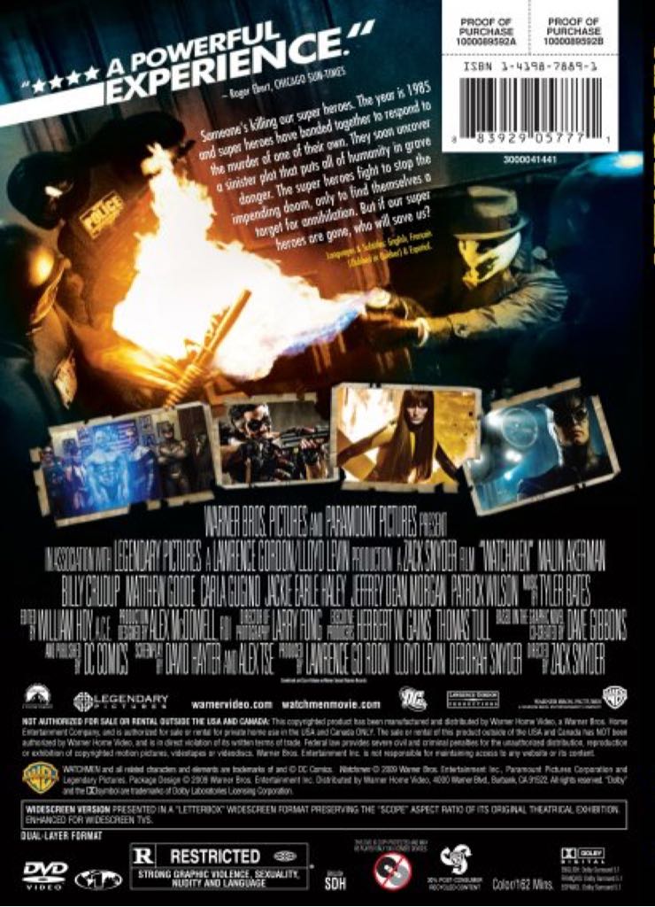 Watchmen DVD movie collectible [Barcode 883929086115] - Main Image 2