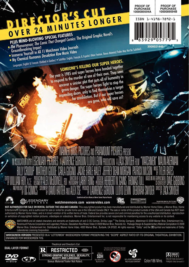 Watchmen DVD movie collectible [Barcode 883929092390] - Main Image 2