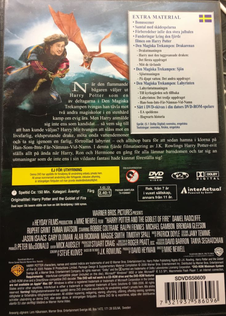 Harry Potter 4  - And The Goblet Of Fire DVD movie collectible [Barcode 7321937586096] - Main Image 2