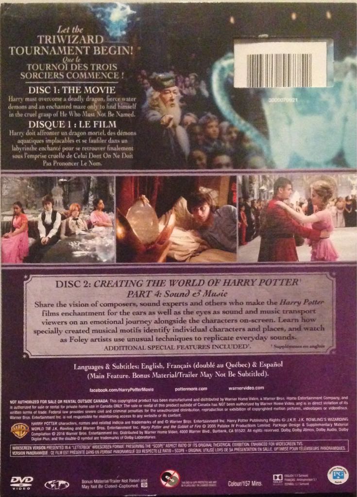 Harry Potter and the Goblet of Fire DVD movie collectible [Barcode 883929557752] - Main Image 2