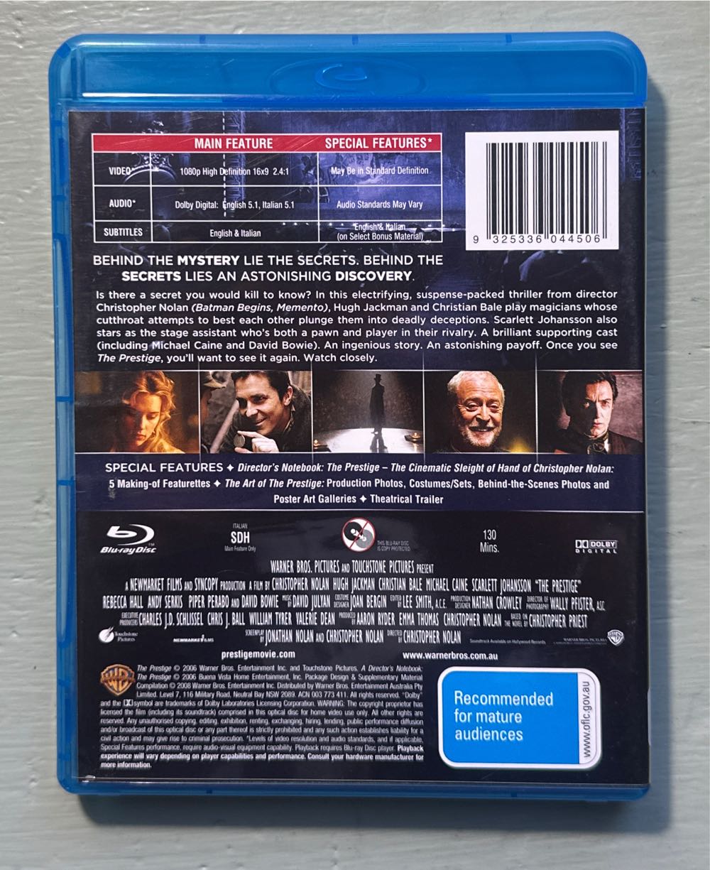 The Prestige (2006) Blu-ray Blu-ray movie collectible [Barcode 9325336044506] - Main Image 2
