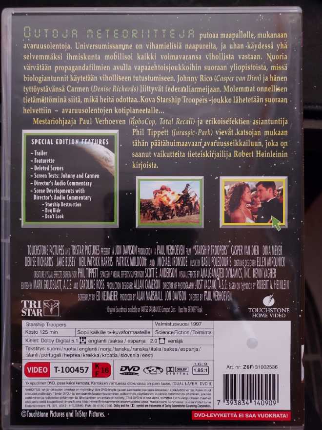 Starship Troopers - Universumin Sotilaat DVD movie collectible [Barcode 7393834140909] - Main Image 2