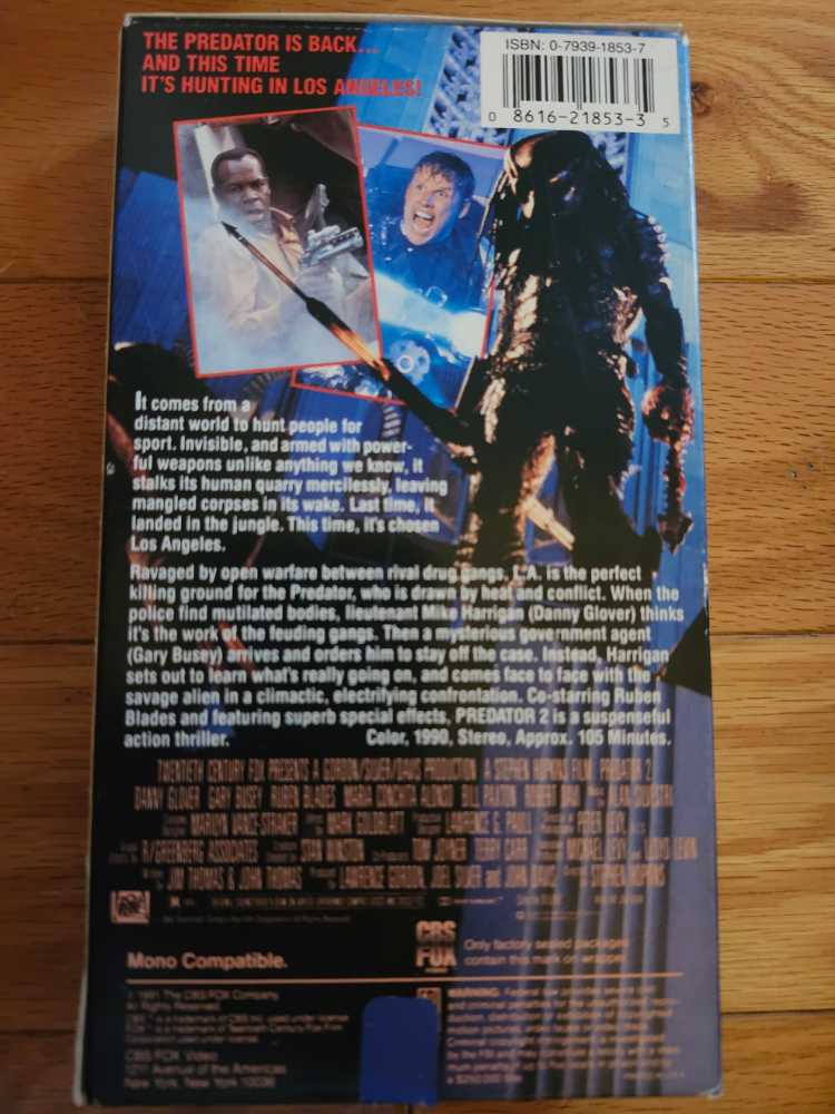 Predator 2 VHS movie collectible [Barcode 086162185335] - Main Image 4