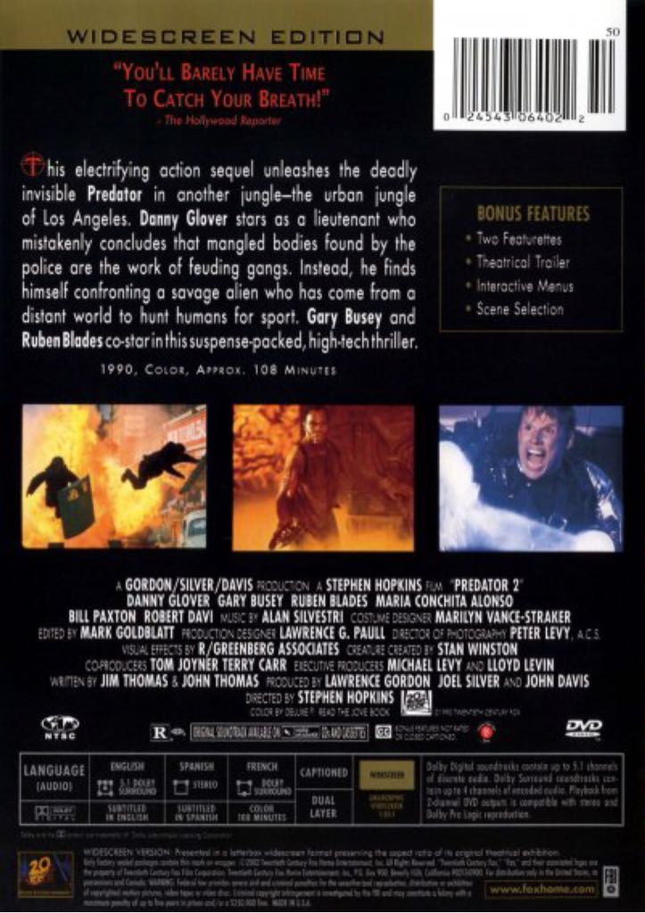 Predator 2 DVD movie collectible [Barcode 33870977] - Main Image 2