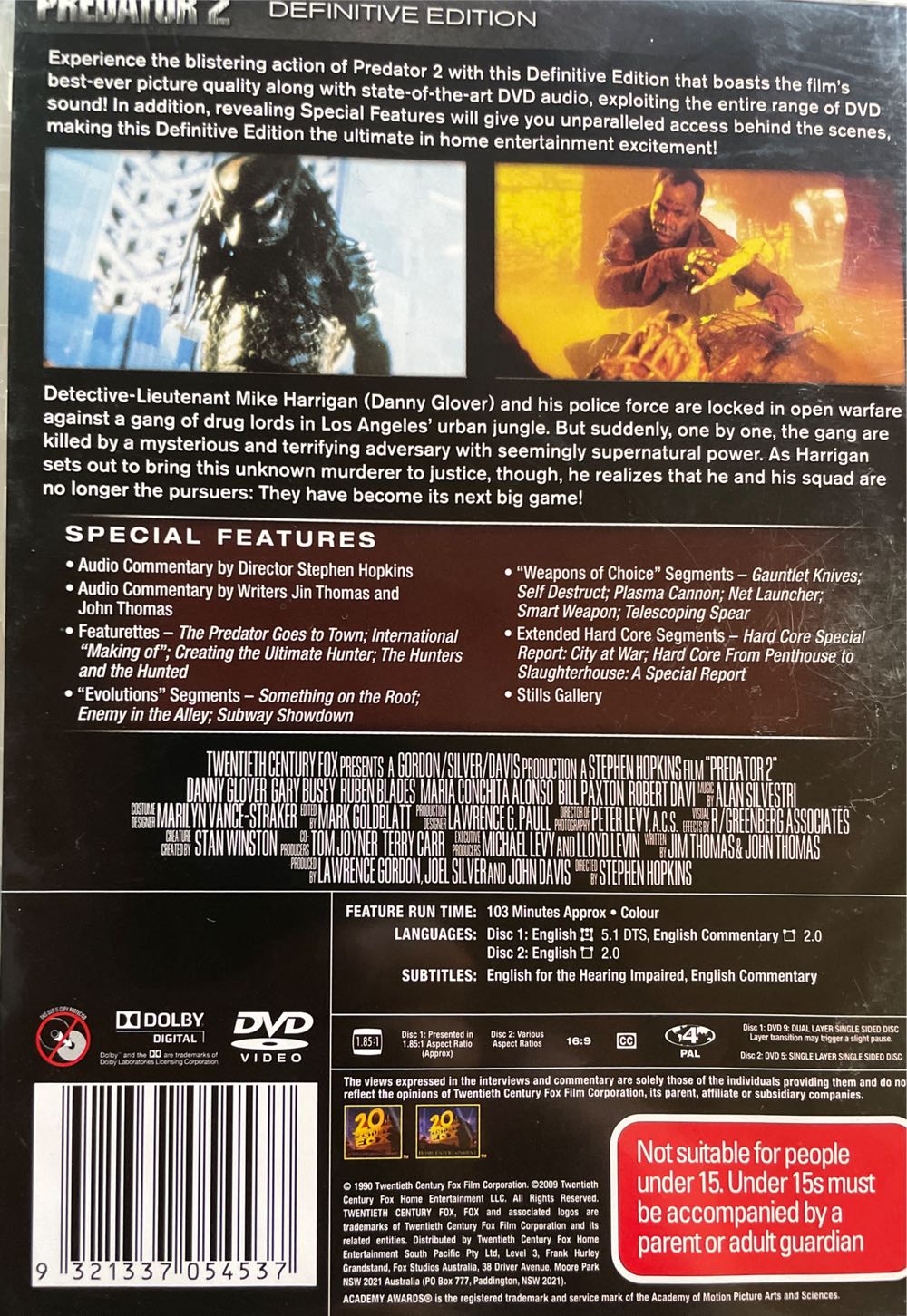 Predator 2 DVD movie collectible [Barcode 9321337054537] - Main Image 2