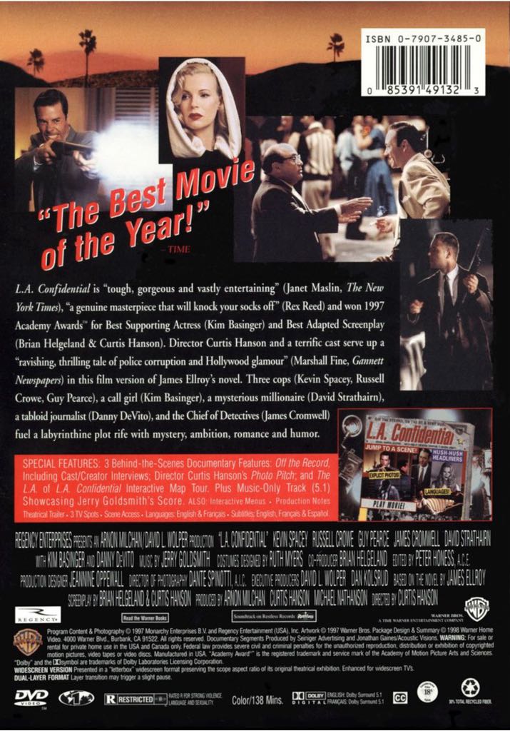 L.A. Confidential (1997) DVD movie collectible [Barcode 024543215417] - Main Image 2