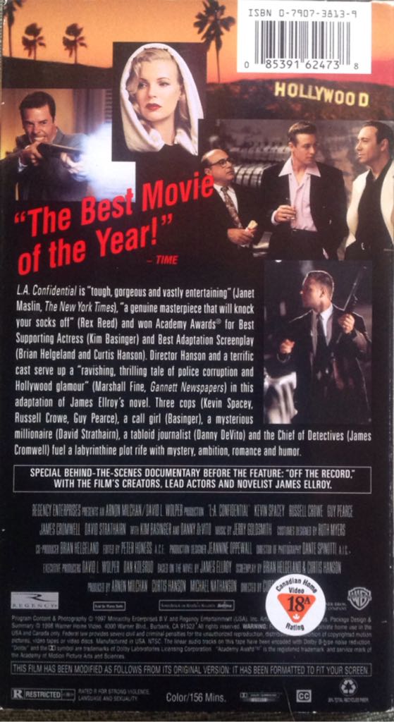 L.A. Confidential (VHS) VHS movie collectible [Barcode 085391624738] - Main Image 2