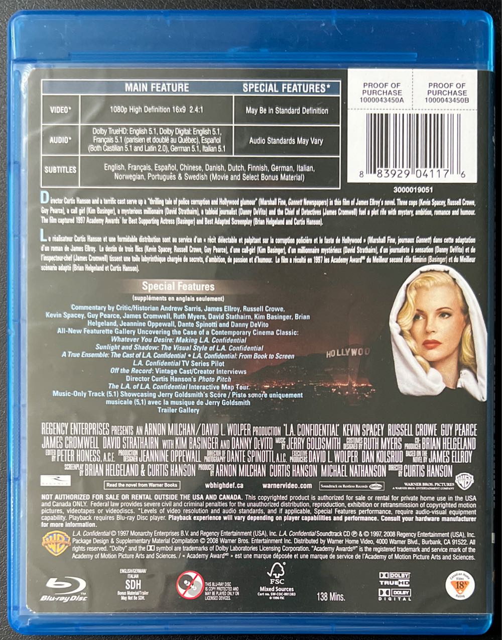 L.A. Confidential Blu-ray movie collectible [Barcode 883929041176] - Main Image 3