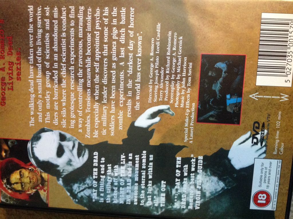 Day of the Dead DVD movie collectible [Barcode 5027035001937] - Main Image 2