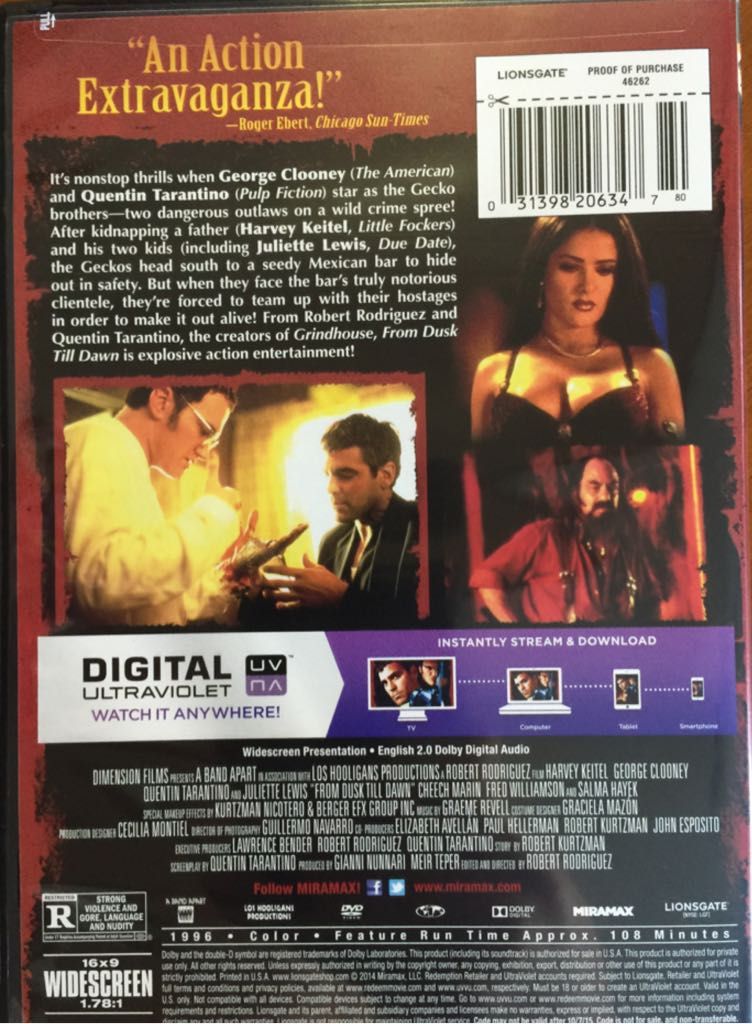 From Dusk Till Dawn DVD-R movie collectible [Barcode 031398206347] - Main Image 2
