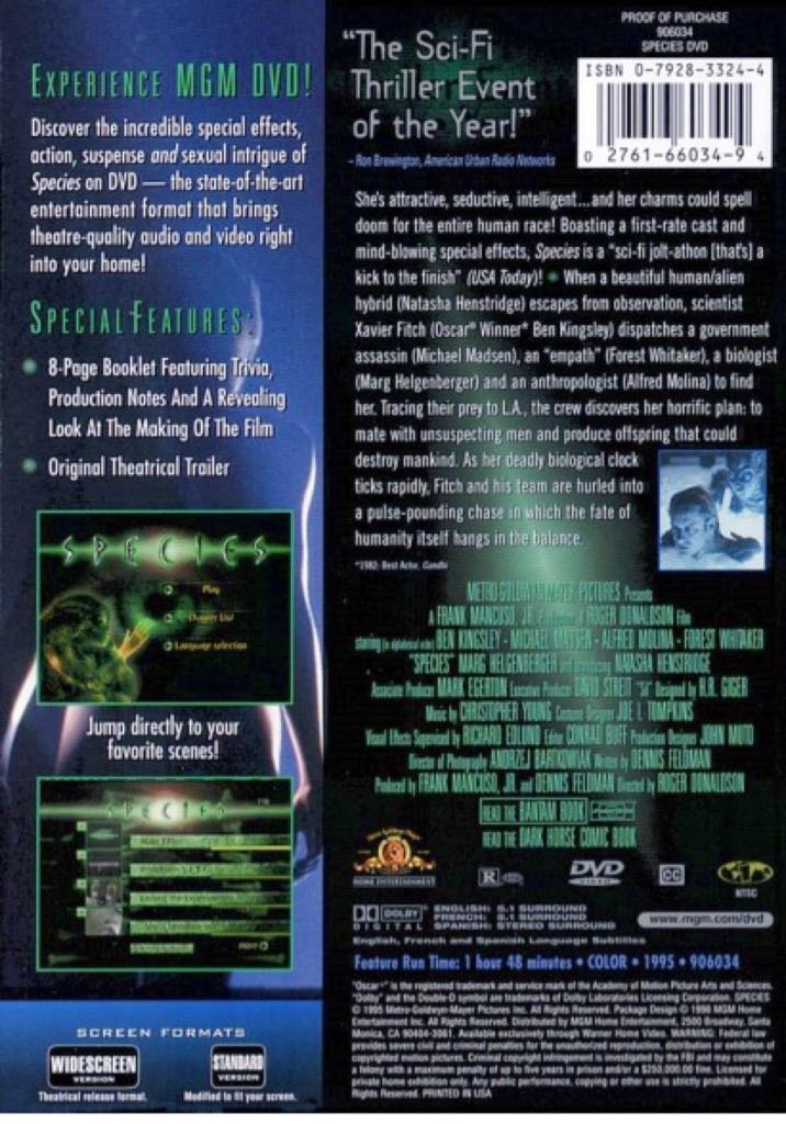 Species DVD movie collectible [Barcode 4010232003478] - Main Image 2