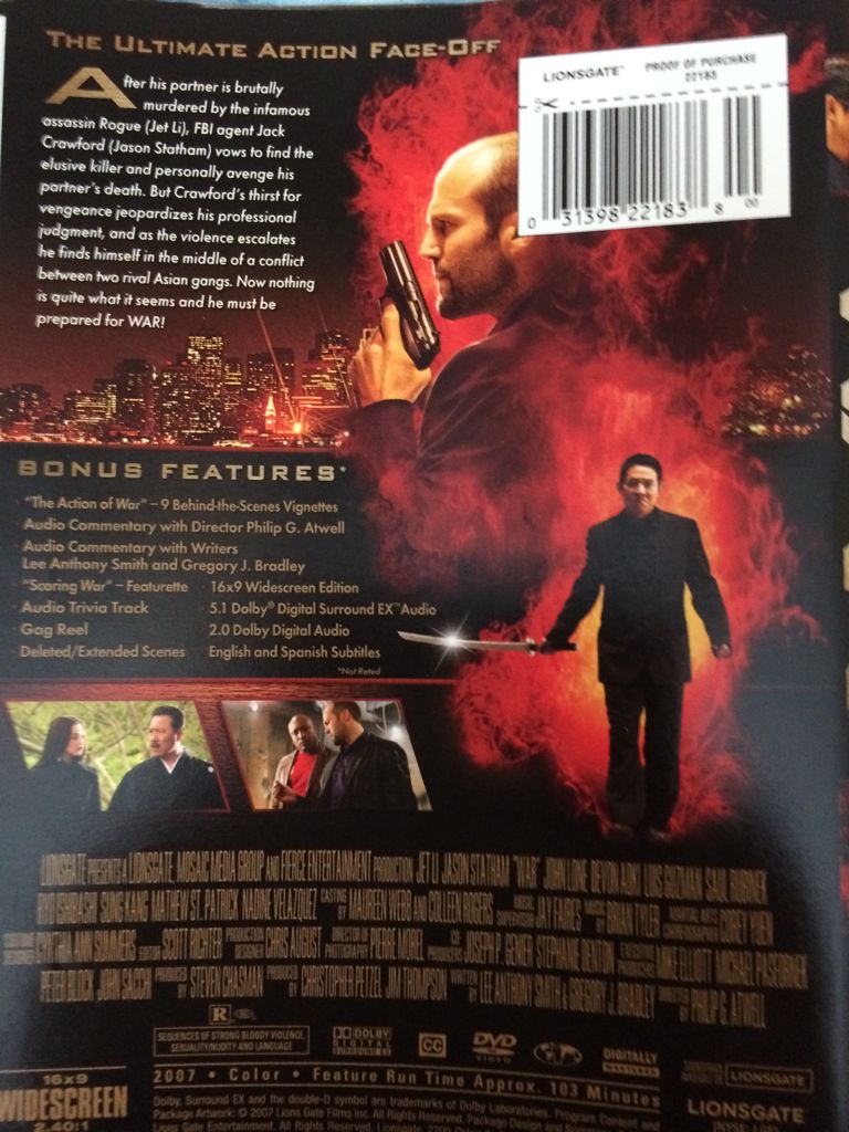 War DVD movie collectible [Barcode 031398221838] - Main Image 2
