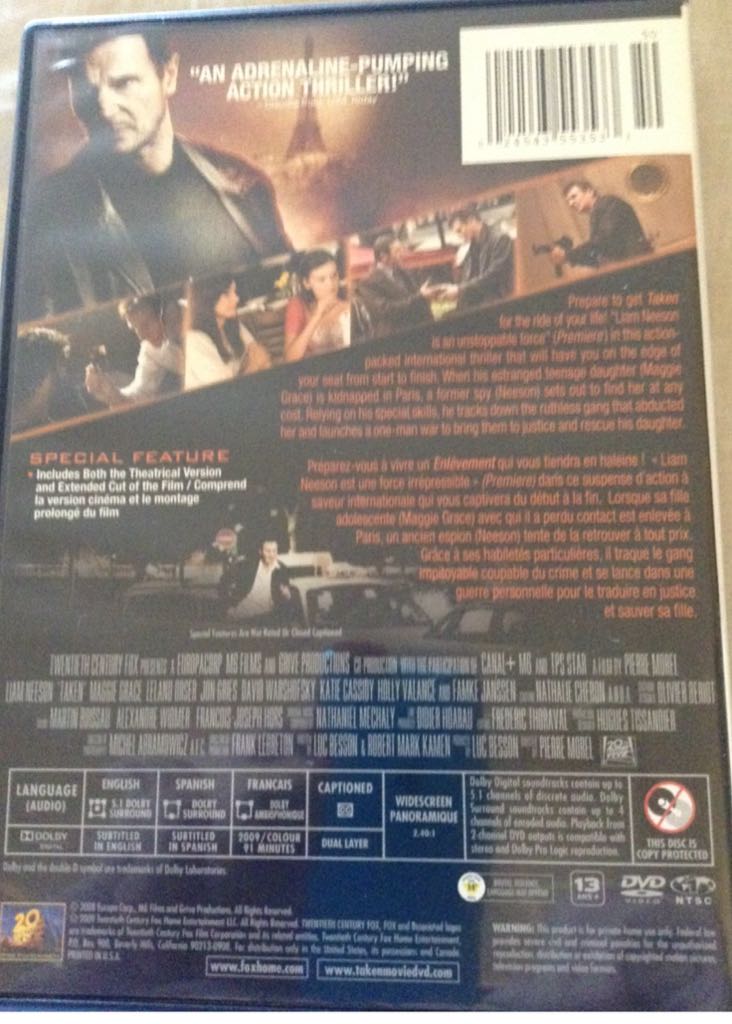 Taken DVD movie collectible [Barcode 024543553533] - Main Image 2