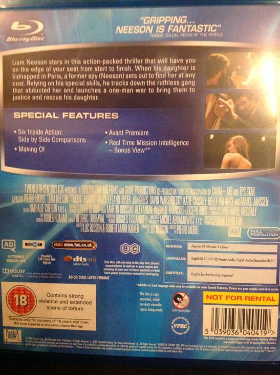 Taken 1-3 Blu-ray movie collectible [Barcode 5039036040419] - Main Image 2