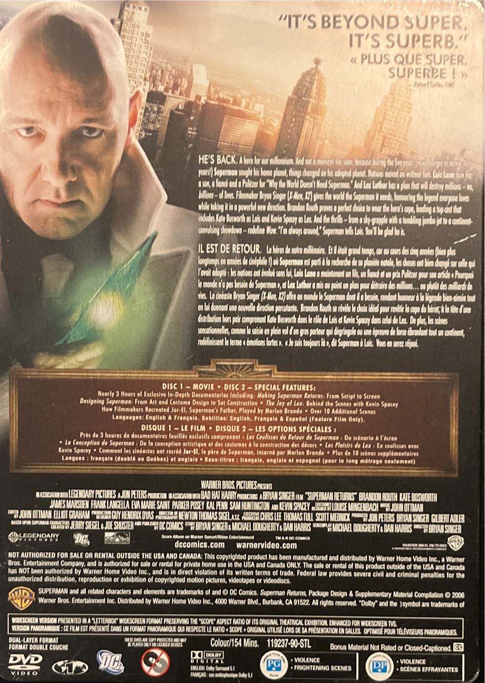 Superman Returns DVD movie collectible [Barcode 883929167326] - Main Image 2